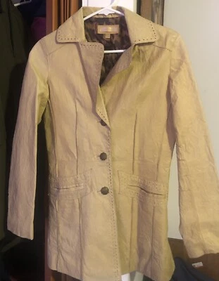 Chaqueta Blazer Wilsons 3 Botones Cuero Beige Talla Pequeña Foto 1 de 4