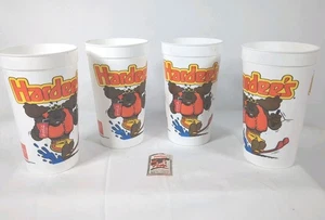1988 Hardee's Souvenir Cups "The Moose" Skiing Coca Cola Plastic Lot of 4 Vtg - Picture 1 of 11