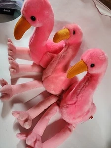 Ty Beanie Buddies Pinky Pink Flamingo 11" Plush Stuffed Animal Toy 1998 - Picture 1 of 9