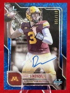 Drake Lindsey, Minnesota 2025 1st Bowman U Chrome Blue Mini-Diamond Auto /150🇬 - Bild 1 von 3