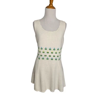 Mini Vestido Vintage Tennisknit by Hampton Court Tejido Floral Años 70 Raro Mujeres  Foto 1 de 4