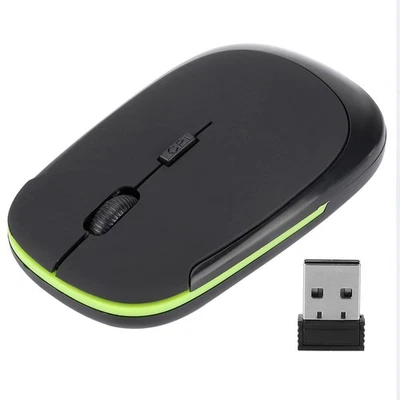╘ Black Ultra Thin 2.4G 1200DPI USB Wireless Mouse Ergonomic Optical Position - Image 1 of 4