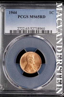 1944 Lincoln Wheat Cent - PCGS MS65RD - Scarce  No Reserve  #SLJ335 - Image 1 of 2