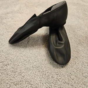 Bloch Black Leather Slip On Split Sole Jazz Tap Dance Shoes Kids 6Y New - Picture 1 of 6