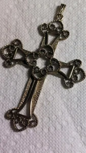 Vintage Modeschmuck Sarah Coventry 1973 filigran goldfarben Kreuz Anhänger - Bild 1 von 7