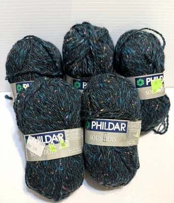LOT /5 Skeins PHILDAR Sous Bois Yarn Multi Colored  Wool/Acry/Rayon Blend Vtg - Image 1 of 4