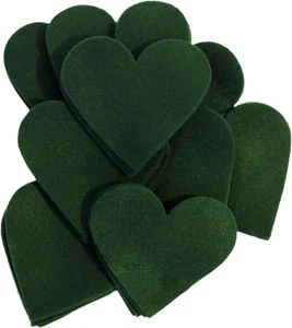 2 Inch Felt Hearts 45Pc - Dark Green - Picture 1 of 4