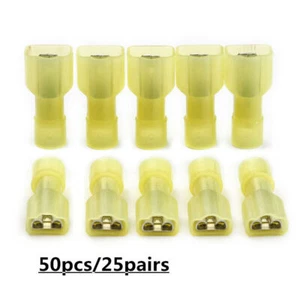 50PCS Spade Insulated Wire Connector Nylon Electrical Crimp Terminals 12-10AWG - Picture 1 of 11