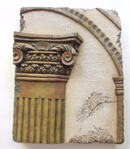 Dimensional Plak with Broken Column 10 x 7" Cream and Gold Cover