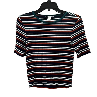 Camiseta corta a rayas Forever 21 para bebé talla S verde azul óxido elástica acanalada Foto 1 de 3