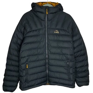 LL Bean Down Puffer Jacket Mens L 650 Fill Full Zip Black Downtek Outdoor Hooded - Picture 1 of 17
