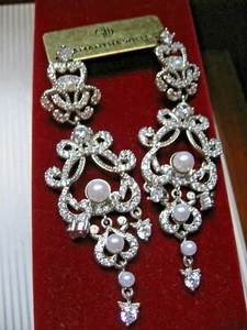 Samantha Wills Bridal Earrings Dark Romance Silver Filigree Crystal $179 FLAW - Bild 1 von 12