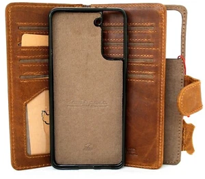 Custodia in vera pelle per Galaxy S21 Plus portafoglio a libro fatto a mano lusso ID magnetico - Foto 1 di 7