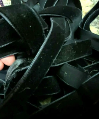 vintage velvet 5/8" ribbon  33"pc black 16mm Switzerland - Image 1 of 2