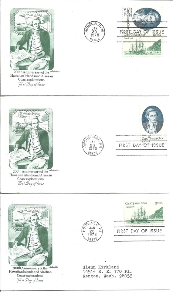 1978 FDC,CAPT. JAMES COOK , 200th ANNIVERSARY HAWAIIAN  ISLANDS  & ALASKAN COAST - Image 1 of 1