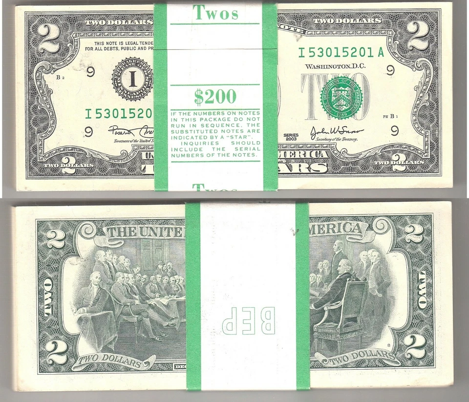 2003 $2 Minneapolis District FRN  $200 Face Original BEP Pack Fr 1937-I - Image 1 of 1