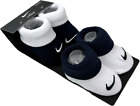 Nike Baby 2 Pk White Blue Ankle Cotton Fold Over Cuffs Booties Sock Set 0-6 MO