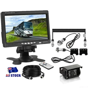 7" Monitor+4 PIN IR Rear View Reversing Camera+Suzy Coil Trailer Cable 20m Truck - Picture 1 of 12