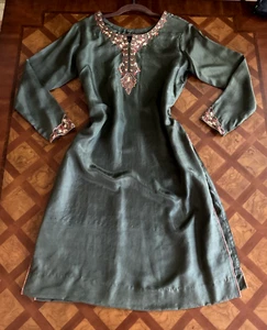 Vintage Sheer Silk Tunic Midi Dress Kaftan Size S Artsy Boho OOAK Whimsigoth New - Picture 1 of 24