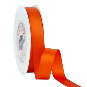 Autumn Orange Satin Ribbon 5/8 Inch 25 Yards Double Face Polyester Fabric - Picture 1 of 8