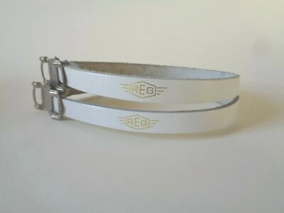 *NOS Vintage 1970s/80s REG Italy leather pedal toe straps (white)* - Image 1 of 4