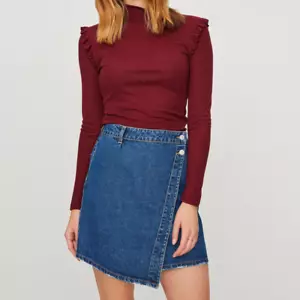 New! Vero Moda women's blue denim wrap skirt - Small - overlay distressed mini - Picture 1 of 9