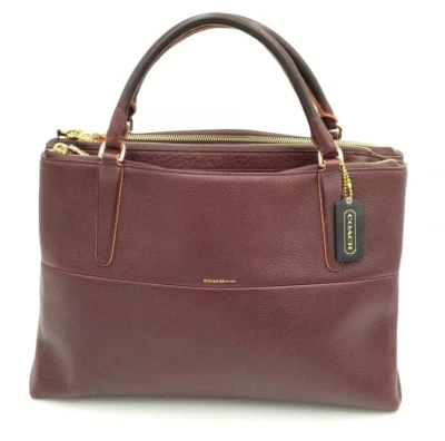 Coach Oxblood Borough Edge Paint Triple Compartment Zipper Closure Satchel - Image 1 of 4