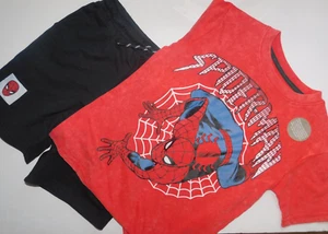 Boys Size 8 Shorts Outfit Spiderman Black Shorts & Red T-Shirt - Picture 1 of 7