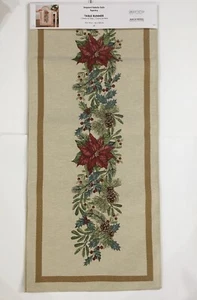 EMME Jacquard Gobelin Style Tapestry Table Runner CHRISTMAS NEW YEAR 18x78” NWT - Picture 1 of 11