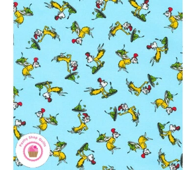 LITTLE DR SEUSS 20822 4 Tecido Colcha Azul Aqua KAUFMAN OVOS VERDES E PRESUNTO Sam I Am - Imagem 1 de 3