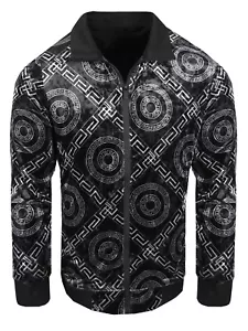 Velour Tracksuit Plush Designer Italian Jacket Sweatpant Mens 2-Piece Set Zip Up - Picture 1 of 13