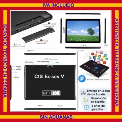 10,1 Tablet WITHTECH , 3G, OCTA CORE, 6 GB RAM DUAL SIM PLATA - Imagen 1 de 4