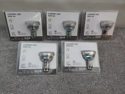 Ikea LEDARE GU10 (5 Pack) LED bulb 600 lumen, 2700 k, Dimmable 103.632.36, NEW - Image 1 of 2
