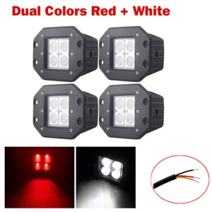 4X Red White Dual Colors LED Cube Pods Work Light 5" Flush Mount Flood Truck SUV - Bild 1 von 9