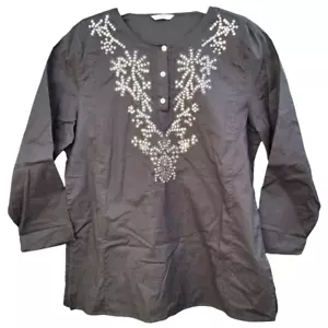 Marks and Spencer Black Embellished Sequin Long Sleeve Relaxed Tunic Shirt - Picture 1 of 9
