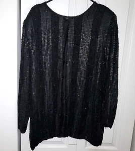 Jewel Queen Beaded & sequence Silk blazer Black, New, XL - Picture 1 of 7