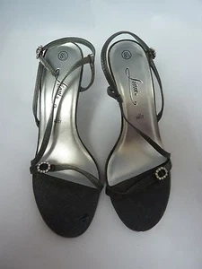 NEU Fioni Damen-Riemchensandalen mit Metallabsätzen in Anthrazitgrau ~ Größe 8,5 - Bild 1 von 6