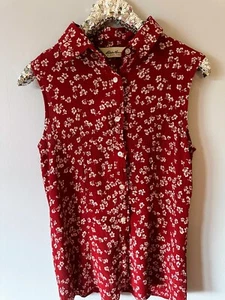 90s Vintage Eddie Bauer Button-up Tank with Flowers Summer Tank - Picture 1 of 6