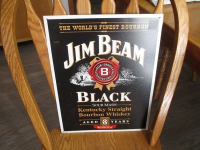 Vintage Sign Jim Beam "The Worlds Finest Bourbon" Black Sour Mash 16" X 12.5",US - Image 1 of 4