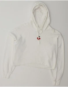 Hollister Damen Crop Oversized Hoodie Pullover UK 10 Small Weiß Baumwolle CU02 - Bild 1 von 4