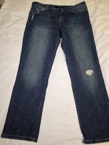 Calvin Klein Women's Distressed Blue Jeans- Size 32/14 - Picture 1 of 6