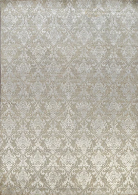 100% Vegetable Dye Abstract Rug 8x11 Ft Handmade Grey / Silver Wool & Silk Rug - Image 1 of 4