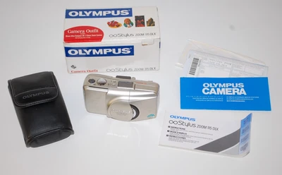 SEE VIDEO Olympus Stylus Zoom 115 DLX 35mm FILM Camera Panorama NEW Battery - Image 1 of 4