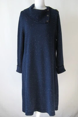 Talbots Blue Speckled Sweater Dress Women's XL Split Cowl Neck Long Sleeve - Image 1 of 4