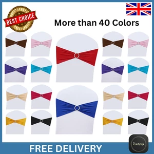 100 fasce elasticizzazione fascia coprisedia elasticizzata con fibbia fasce cursore decorazione fiocco - Foto 1 di 22