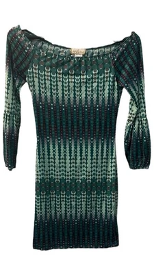 Baby Phat Y2K Bodycon Off The Shoulder Mini Dress Sz S Stretch Rare Blue Green - Image 1 of 4