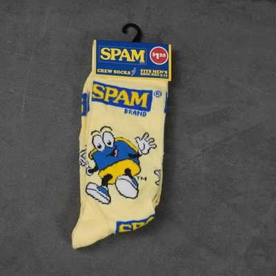 Calcetines Spam Crew Para Hombre Zapato Talla 6-12 Amarillo Dibujos Animados Gráfico Novedad Nuevos Divertidos Foto 1 de 4