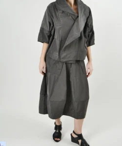 Sun Kim Nylon Fallschirm Rock XS grau Avantgarde Techwear asymmetrischer Saum - Bild 1 von 6