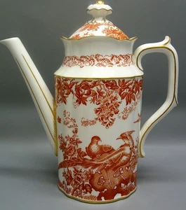 Royal Crown Derby RED AVES Kaffeekanne mit Deckel (kleiner Fehler abgebildet) - Bild 1 von 4
