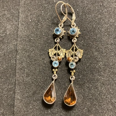 Brincos de prata esterlina Mars And Valentine quartzo topázio vidro espinélio 2,75” - Imagem 1 de 3